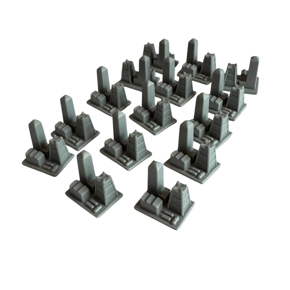 Risk Game Replacement Pieces 2008 Gray Cities Buildings Parts Board Game Parts